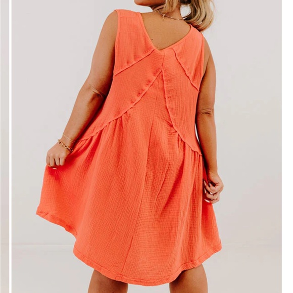 Impressions Vibrant Coral Sleeveless Dress - Picture 3 of 5